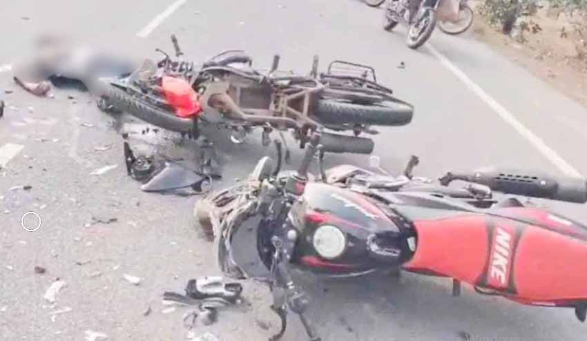 चतरा में भीषण सड़क हादसा: हाइवा की चपेट में आए 2 बाइक सवार, दोनों की मौत, महिला गंभीर