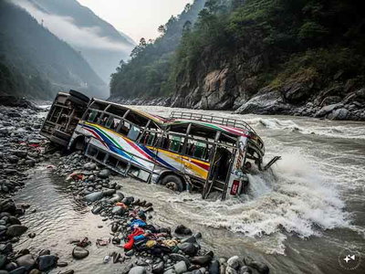 नेपाल :  पोखरा से काठमांडू जा रही बस नदी में गिरी, 18 यात्रियों की मौत, 27 घायल