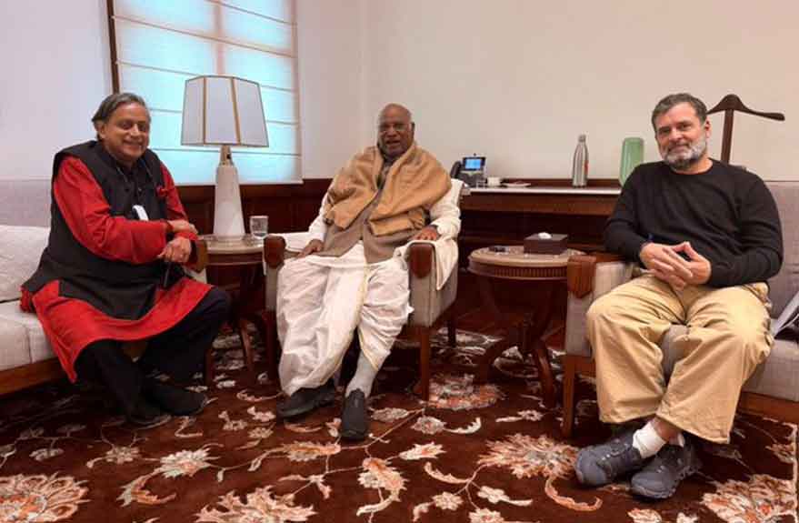 शशि थरूर, राहुल गांधी और मल्लिकार्जुन खड़गे की बंद कमरे में हुई मुलाकात सुर्खियों में