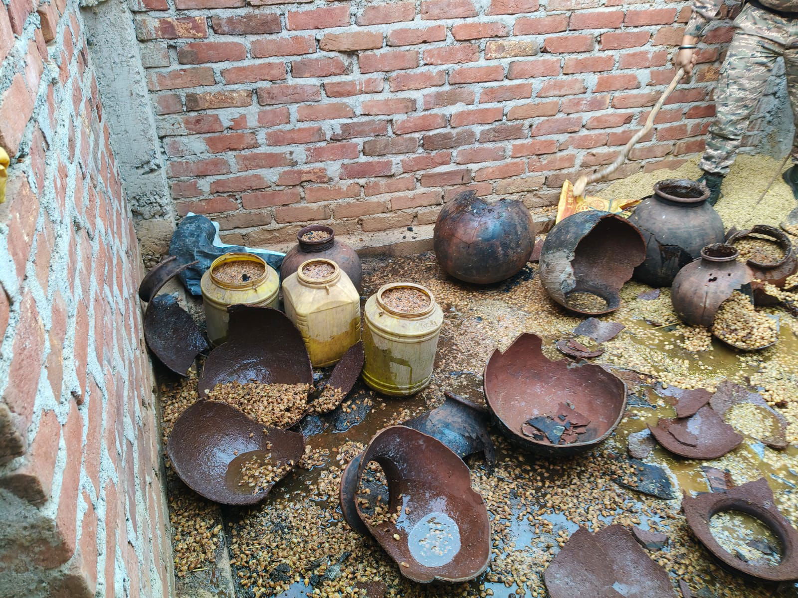 पलामूः अवैध शराब के खिलाफ छापेमारी अभियान, जावा महुआ व शराब नष्ट