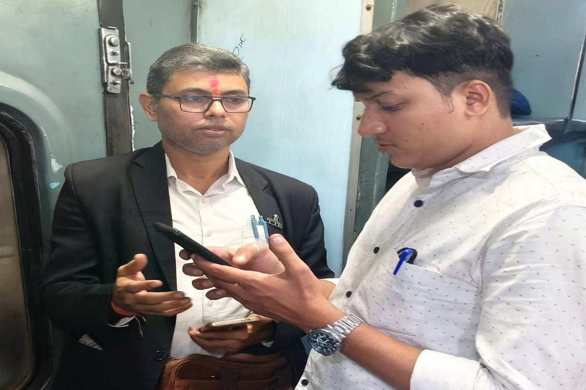 Ticket checking on train