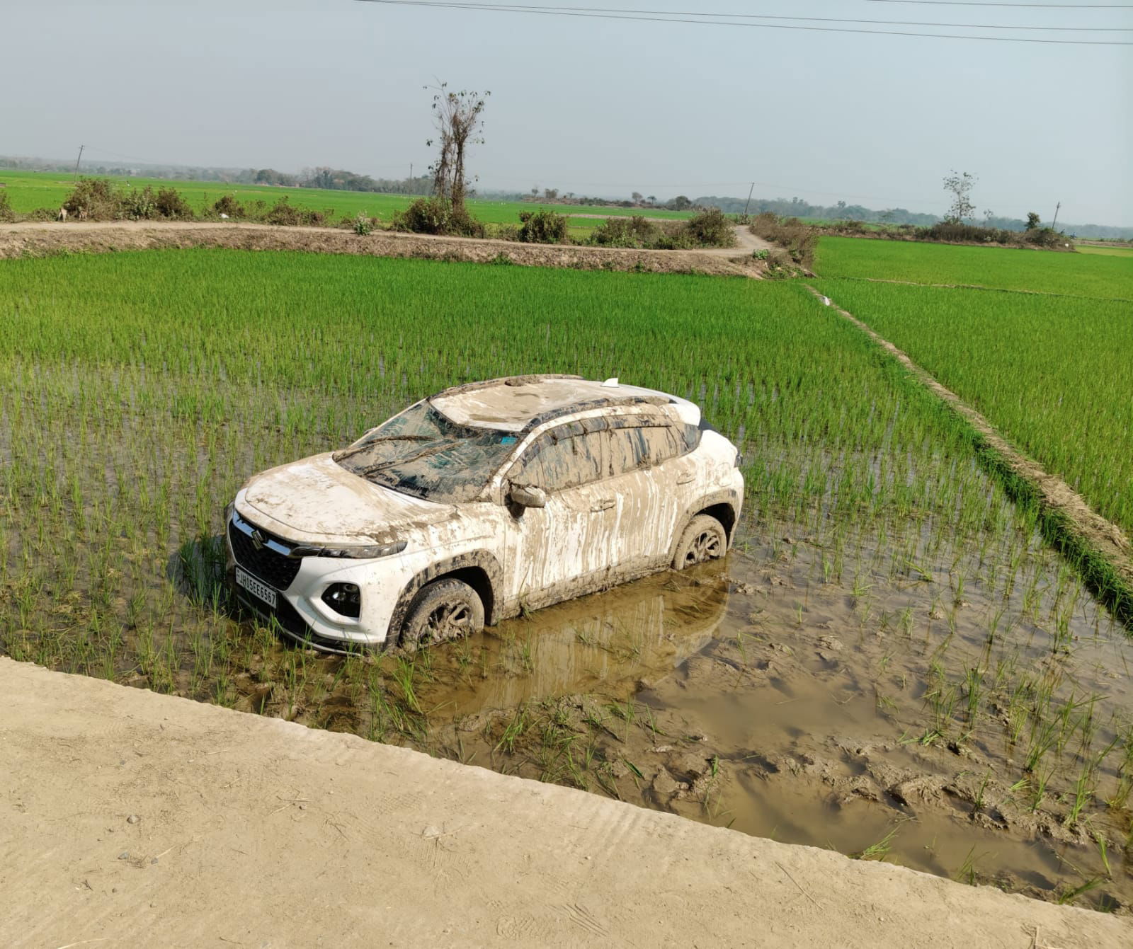बहरागोड़ा: अनियंत्रित कार खेत में घुसी, बाल-बाल बचे स्वर्ण व्यवसायी