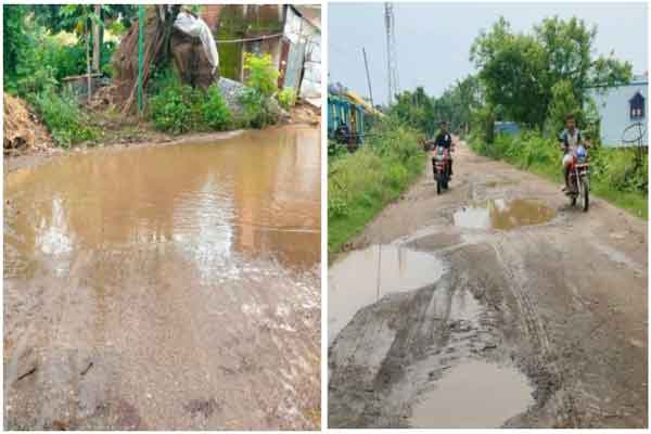बहरागोड़ा में बाबा चित्रेश्वर धाम की मुख्य सड़क बनी दलदल