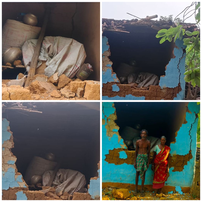 Chaibasa: जंगली हाथियों ने दो घरों को किया क्षतिग्रस्त, ग्रामीणों में दहशत