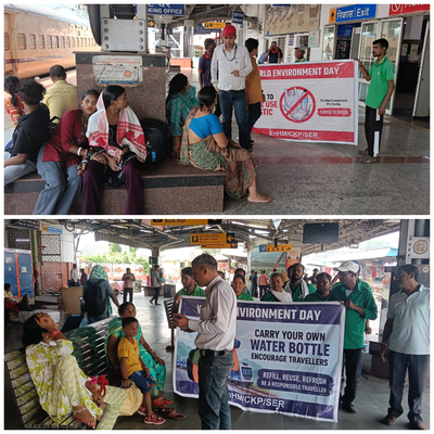 Chakradharpur News: चक्रधरपुर रेलवे स्टेशन पर यात्रियों को पर्यावरण को लेकर किया जागरूक