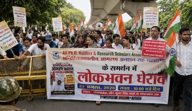 Bihar News :  19वें दिन पहुंचा PhD धारकों का आंदोलन, शोधार्थियों के लोकभवन मार्च को पुलिस ने रोका