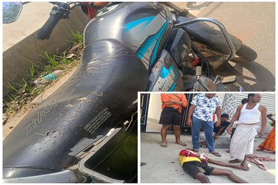 जामताड़ा: लटैया मोड़ के पास पिकअप वैन ने बाइक सवार को मारी टक्कर, युवक घायल