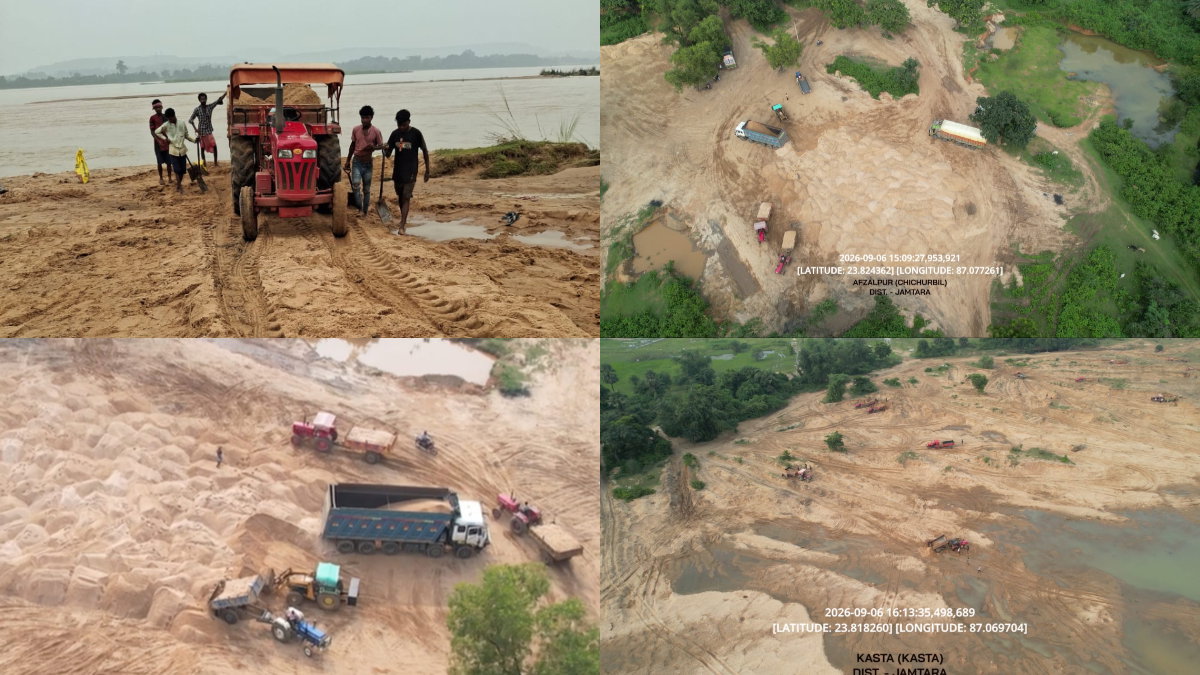 Jamtara News: अजय नदी से बालू उठाव का खेल जारी, अवैध कारोबार पर प्रशासन बेबस