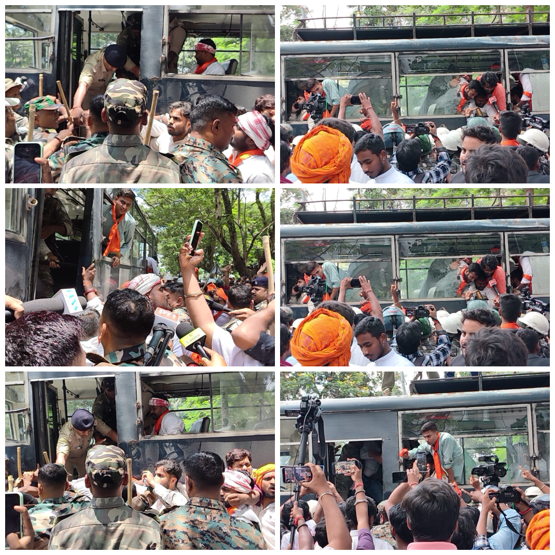 ABVP कार्यकर्ता बस को नहीं बढ़ने दे रहे आगे, पुलिस के साथ धक्का-मुक्की, सड़कों पर लेटे छात्र