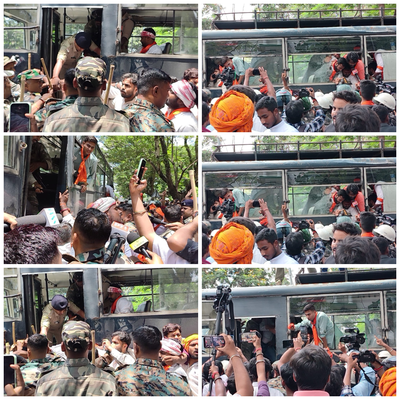 3.30 घंटे की मशक्कत के बाद दो बसों में डिटेन किए गए ABVP कार्यकर्ताओं को थाने ले गई पुलिस