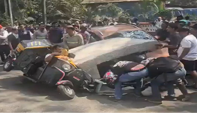 मुंबई: मुलुंड इलाके में मेट्रो पिलर का हिस्सा गिरा, 4 घायल, एक की मौत