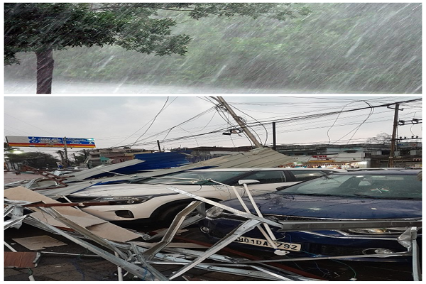 रांची में बारिश ने गर्मी से पहुंचाई राहत, आंधी में सोरोस बार का टॉप रूफ  गिरा