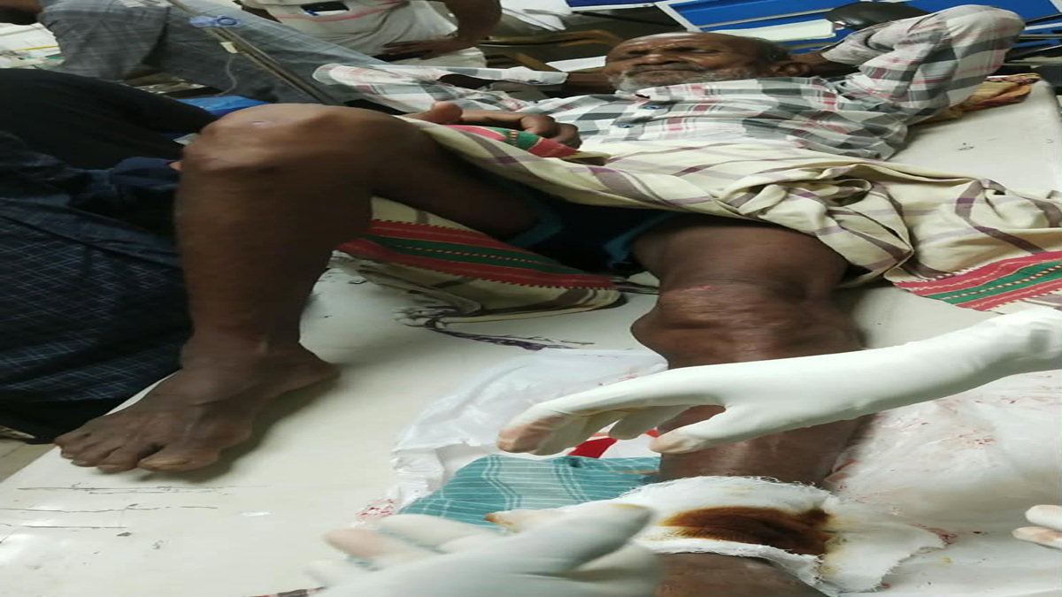 Injured elderly villager