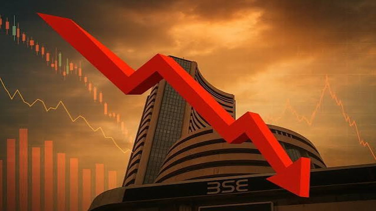 Stock market in red line