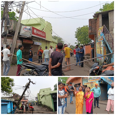 धनबाद :  वाहन के टक्कर से बिजली के दो खंभे क्षतिग्रस्त, शॉर्ट सर्किट से घरों में नुकसान