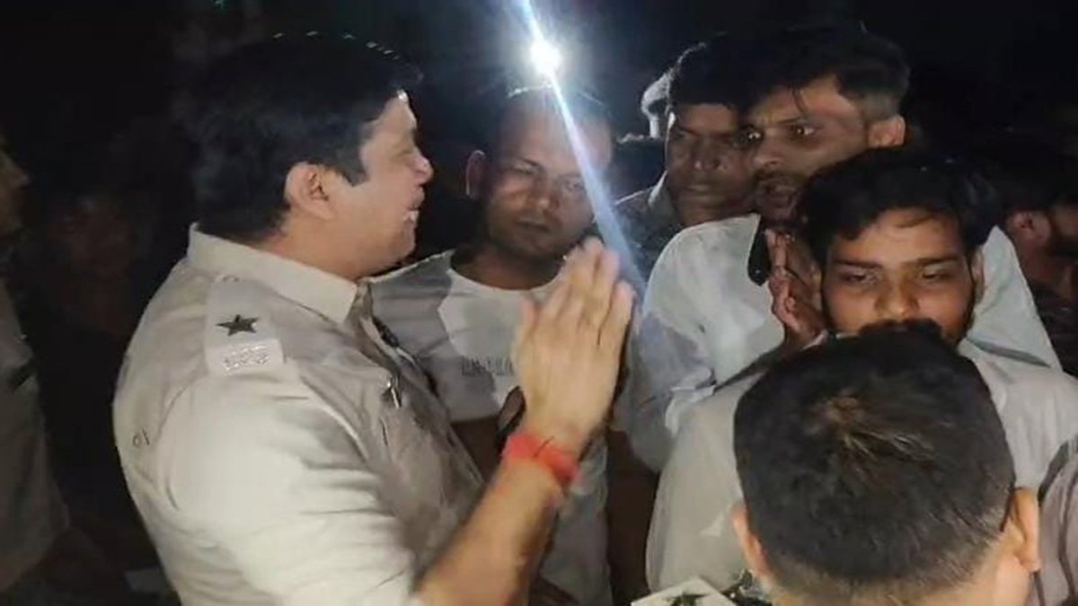 Police speaking to people