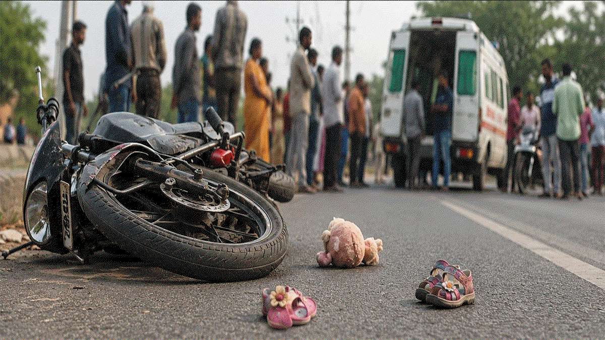 Ramgarh News :बाइक की चपेट में आकर बच्ची की मौत, चालक फरार