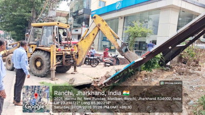 Ranchi : निगम की सख्ती, नदी किनारे अवैध निर्माण, मीट दुकानों व अतिक्रमण पर कार्रवाई