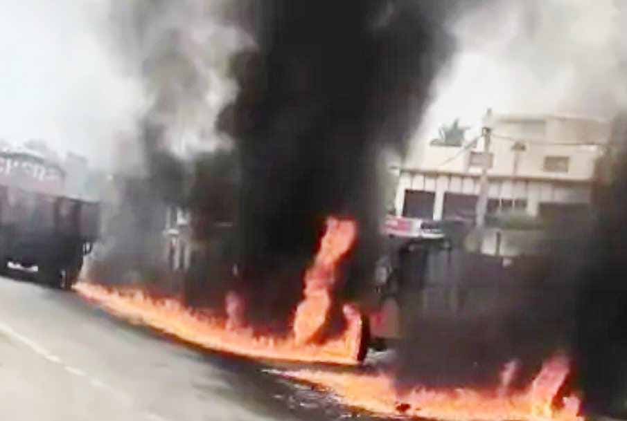 Fire in truck