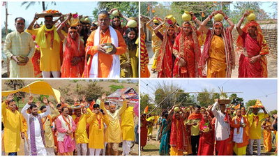 गिरिडीह : कोयरीडीह में भव्य कलश यात्रा के साथ श्री श्री 108 शतचंडी महायज्ञ शुरू