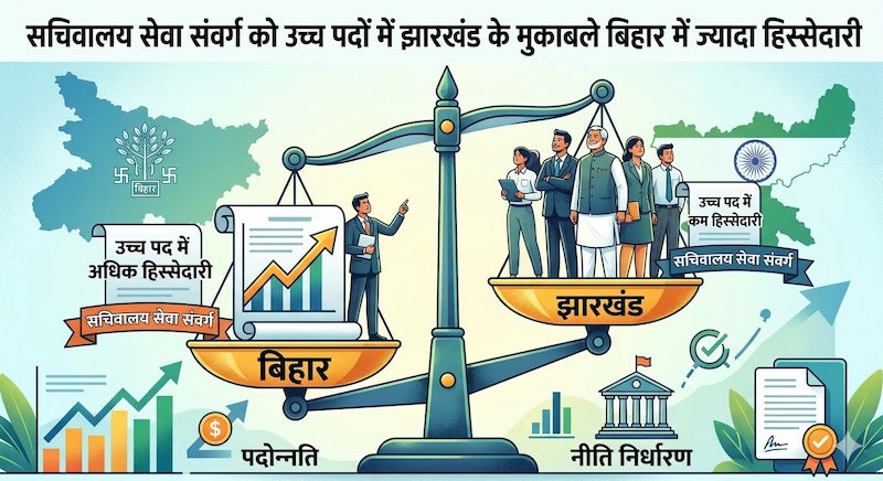 सचिवालय सेवा संवर्ग को उच्च पदों में झारखंड के मुकाबले बिहार में ज्यादा हिस्सेदारी
