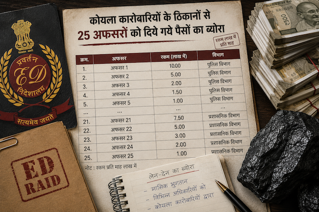 EXCLUSIVE: ED को कोयला कारोबारियों के ठिकानों से 25 अफसरों को पैसा देने का ब्योरा भी मिला