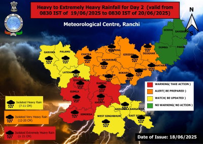 झारखंड में अगले 5 दिन बारिश, 50 किमी की रफ्तार से चल सकती है हवा
